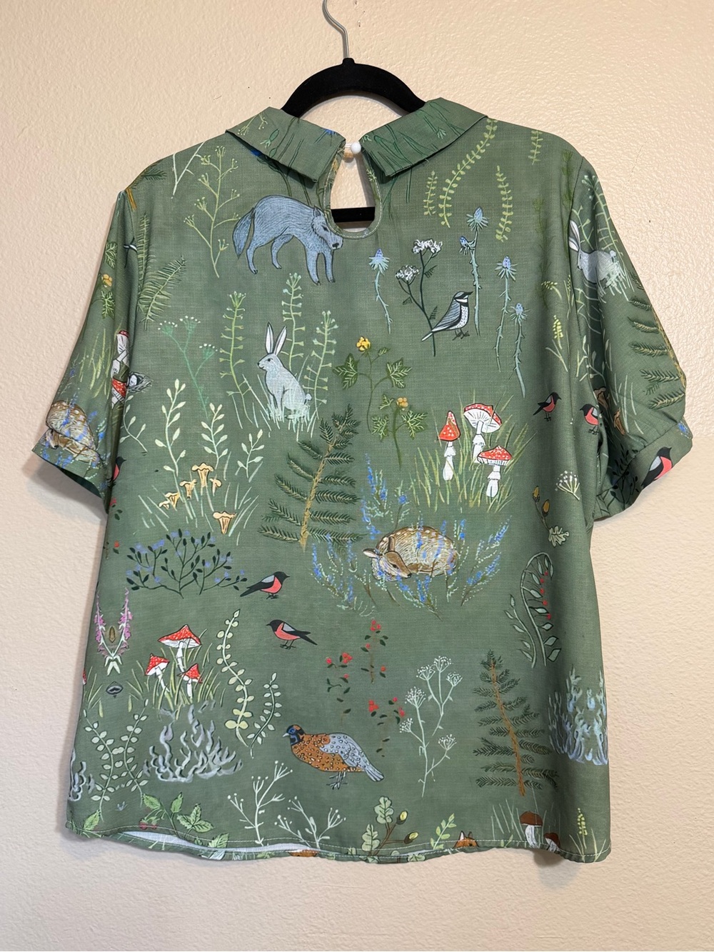 women's casual forest animal print short sleeve blouse XL - Picture 4 of 8